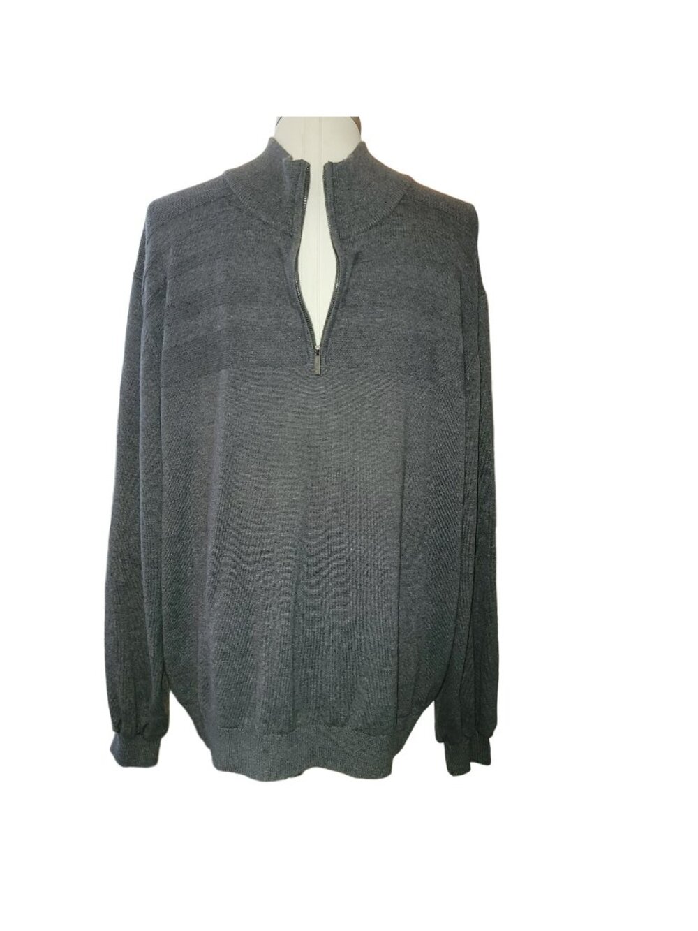Van Heusen Mens Quarter-Zip Pullover Sweater Dark Gray READ jj3630